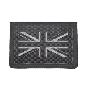 Black & Grey Carbon Fiber UK Flag Union Jack Tri-fold Wallet