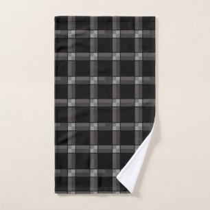 Black Grey Check Hand Towel