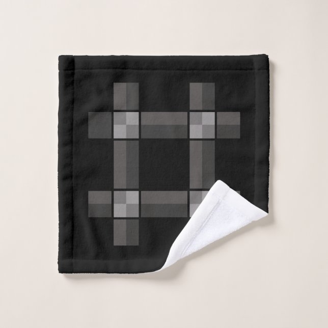 Black Grey Check Wash Cloth (Wash Cloth)