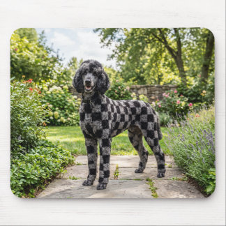 Black & Grey Checkerboard Poodle Mouse Pad