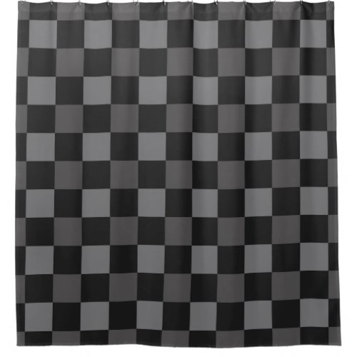 Black  Grey Checkered Squares Plaid Shower Curtain