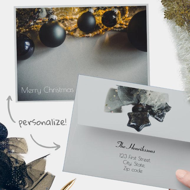 Black Grey Christmas Ornaments with Garlands Envelope (Creator Uploaded)