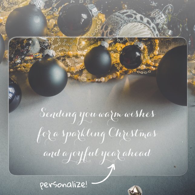 Black Grey Christmas Ornaments with Garlands Holiday Card (Creator Uploaded)