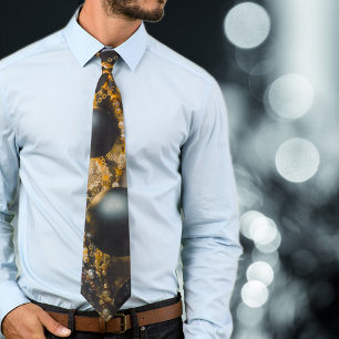 Black Grey Christmas Ornaments with Garlands Neck Tie