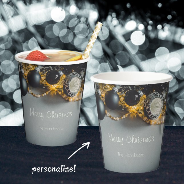 Black Grey Christmas Ornaments with Garlands Paper Cups (Creator Uploaded)