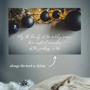 Black Grey Christmas Ornaments with Garlands Poster