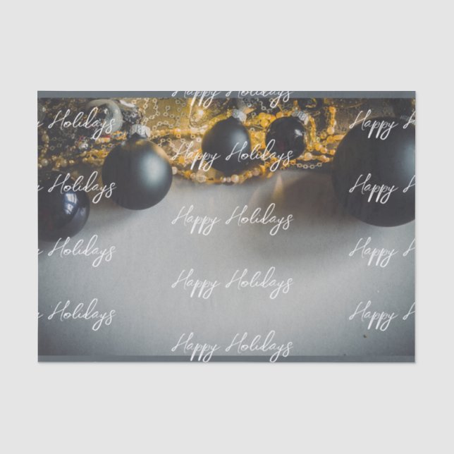 Black Grey Christmas Ornaments with Garlands Tissue Paper (Front)