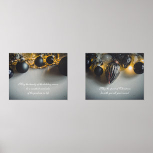 Black Grey Christmas Ornaments with Garlands Wall Art Sets