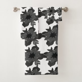 Black Grey Decorative Chic Abstract Floral Pattern