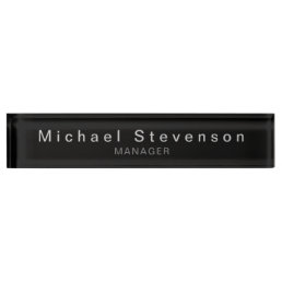 Black Grey Elegant Modern Desk Name Plate