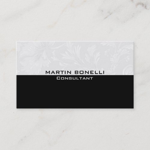 Black Grey Floral Damask Special Unique Business Card