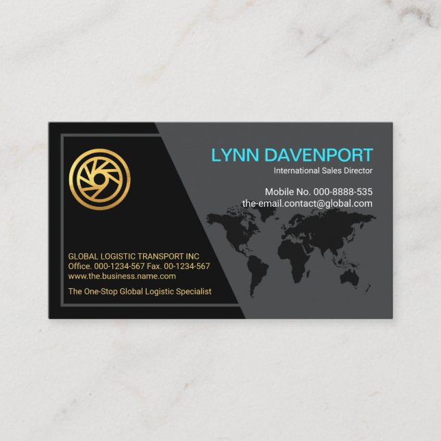Black Grey Frame Global CEO Business Card (Front)