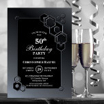 Black Grey Geometric 50th Birthday Party Invitation<br><div class="desc">Invite your friends and loved ones to your 50th birthday party with this stylish black and grey hexagonal geometric birthday party invitation.</div>