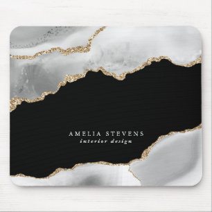 Black, Grey & Gold Agate Business Mouse Pad