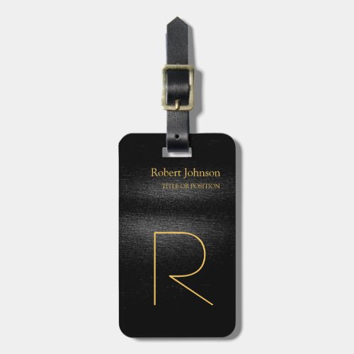 Black Grey Gold Color Monogrammed Modern Plain Luggage Tag