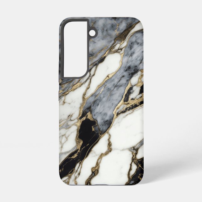 Black Grey Gold Marble Swirl Abstract Pattern Samsung Galaxy Case (Back)
