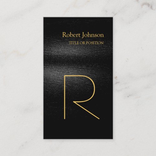 Black Grey Gold Monogram Business Card