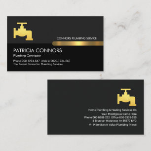 Black Grey Gold Tab Plumber Faucet Business Card