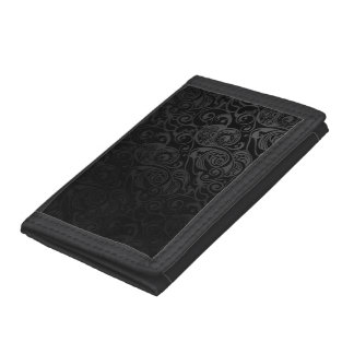 Black & Grey Gothic Vintage Pattern Trifold Wallet