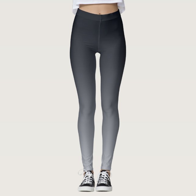 Black grey gradient . Ombre . Leggings (Front)