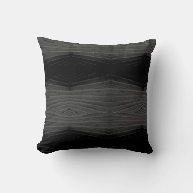 Black, grey, gray  abstract pattern solid back throw pillow (Front)