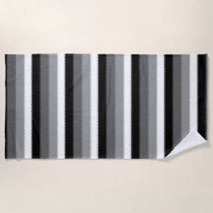 Black Grey Gray Ash white Stripe Beach Towel