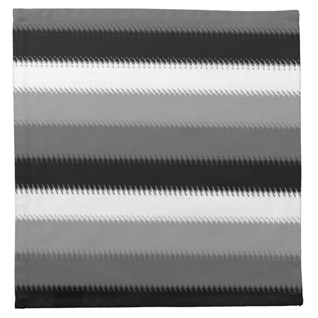 Black Grey Gray Ash white Stripe Cloth Napkin (Front)