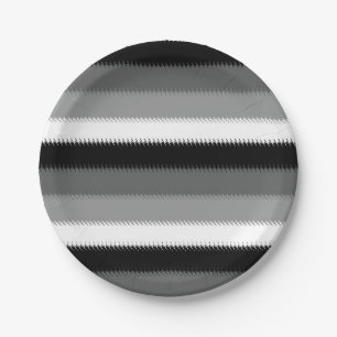 Black Grey Gray Ash white Stripe Paper Plates