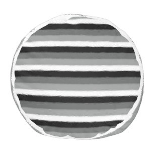 Black Grey Gray Ash white Stripe Pouf