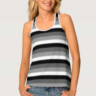 Black Grey Gray Ash white Stripe Tank Top