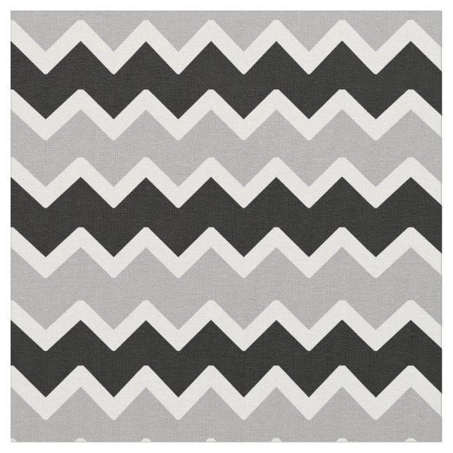 Black Grey Gray Chevron Zigzag Pattern Fabric (Close Up)