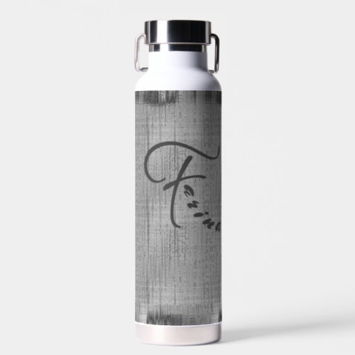 Black Grey Gray Monotone Woven Canvas Water Bottle