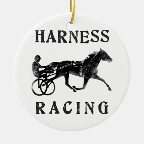 Black Grey Harness Horse Silhouette Ceramic Ornament