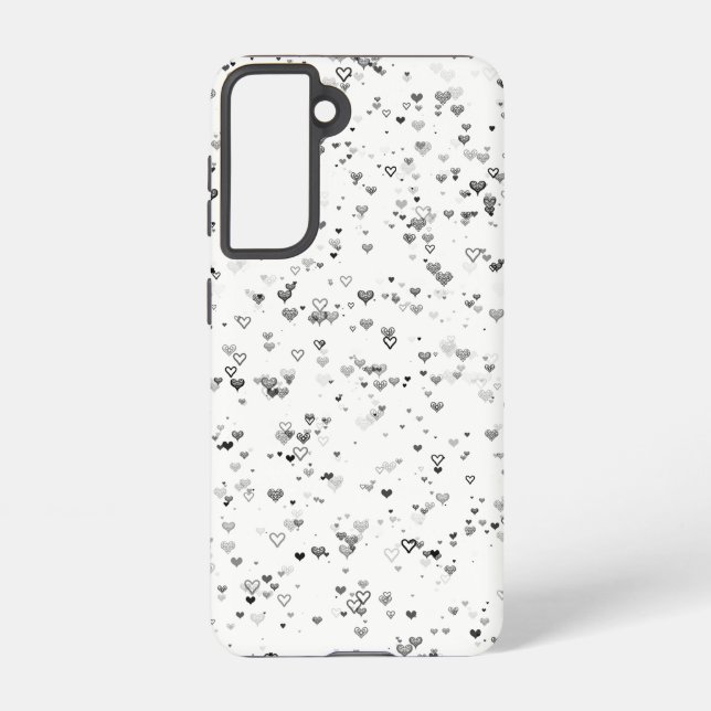 Black & Grey Hearts Phone Case (Back)