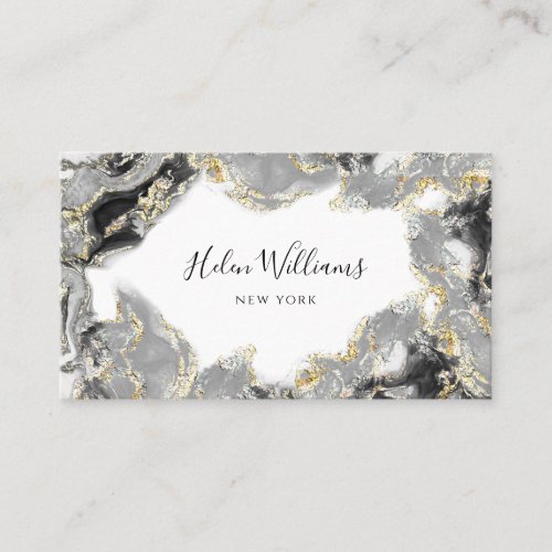 black grey ink marble business card