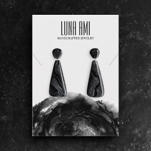 Black Grey Jewelry Necklace Earring Display Business Card