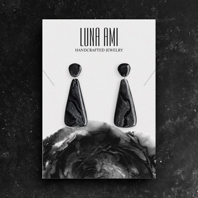 Black Grey Jewelry Necklace Earring Display Business Card (Creator Uploaded)