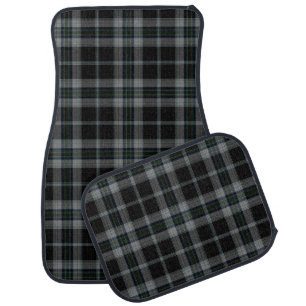 Black Grey Large Tartan Plaid Car Floor Mat