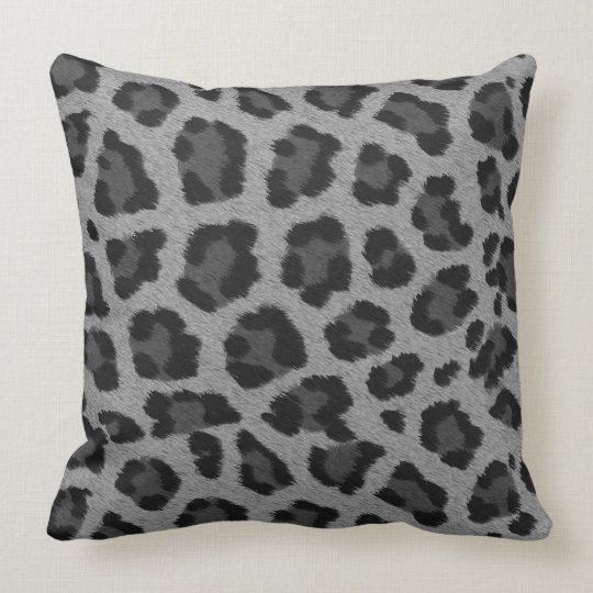 Black & Grey Leopard Print Throw Pillow