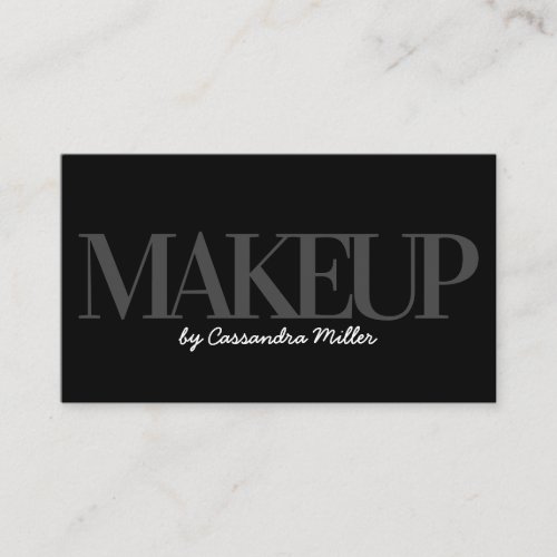 Black Grey Makeup Artist Script Name Professional Business Card