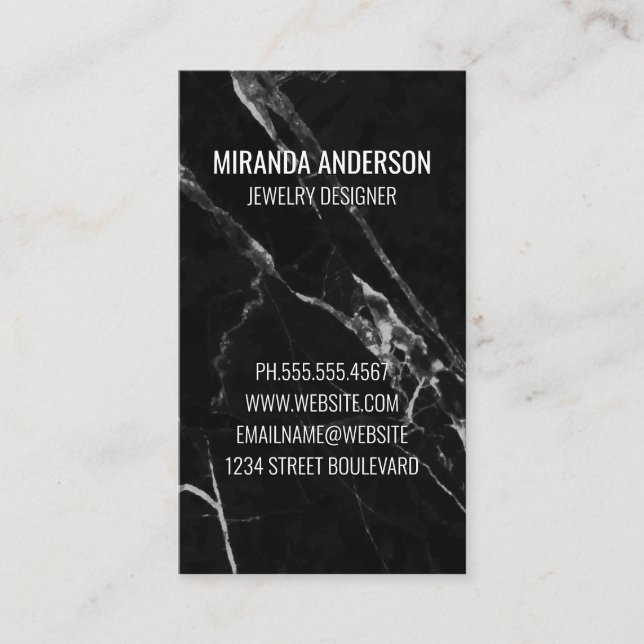 Black Grey Marble Business Card (Front)