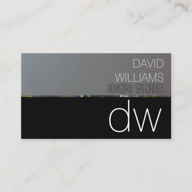 BLACK GREY METAL PROFESSIONAL FIBRA CARBON BUSINESS CARD (Front)