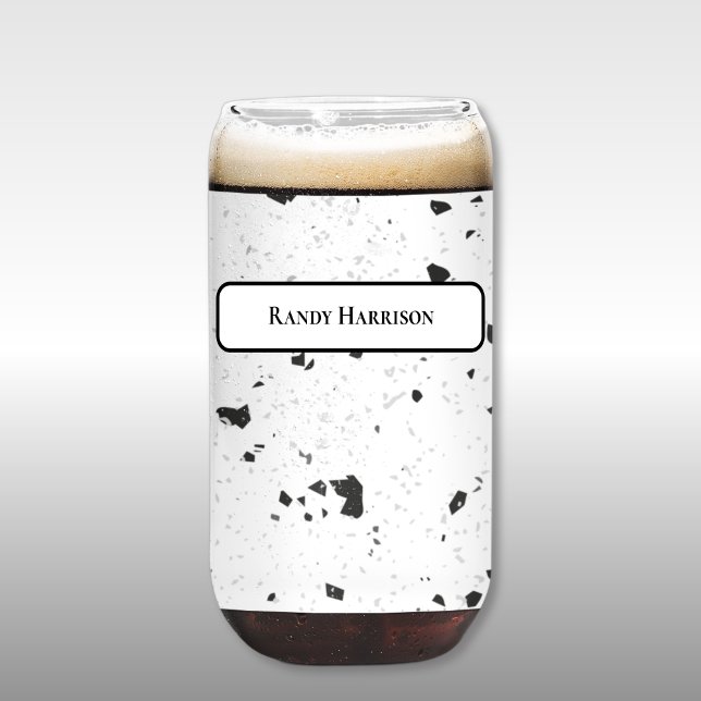 Black & Grey Micro Chips Retro Terrazzo Pattern Can Glass (Creator Uploaded)