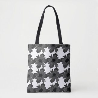 Black Grey Modern Abstract Floral Pattern