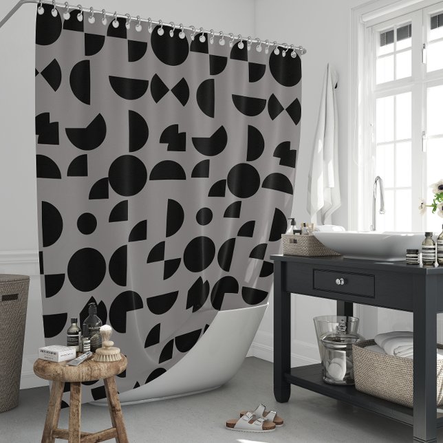 Black Grey Modern Elegant Geometric Tribal Shower Curtain (Black Grey Modern Elegant Geometric Tribal Shower Curtain)