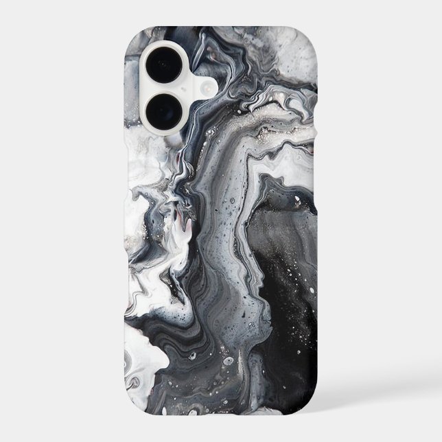 Black Grey Modern Marble Pattern Barely There Iphone Case (Back)