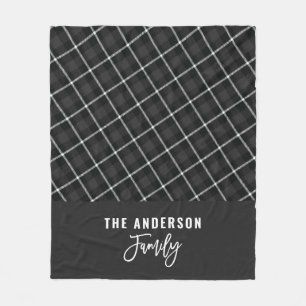 Black grey modern minimal rustic fall winter fleece blanket