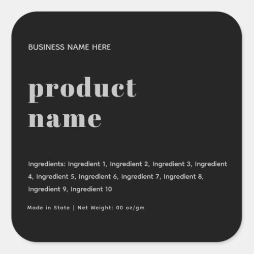 Black  Grey Modern Minimalist Product Label