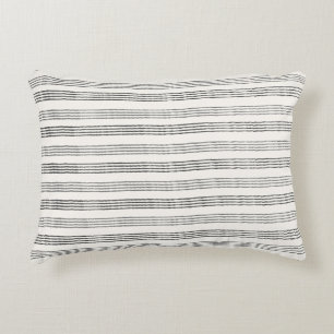 Black Grey Modern Minimalist Stripe Boho Accent Pillow