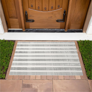 Black Grey Modern Minimalist Stripe Boho Doormat